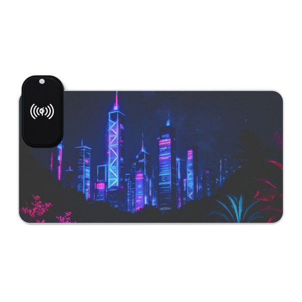 Neon Dreamscape - LED Gaming Mouse Pad, Wireless Charging