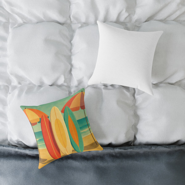 Retro Beach Getaway - Square Poly Canvas Pillow