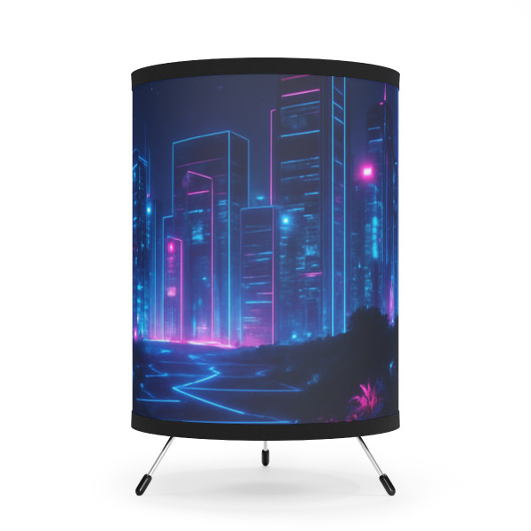 Neon Dreamscape - Tripod Lamp with High-Res Printed Shade, US\CA plug