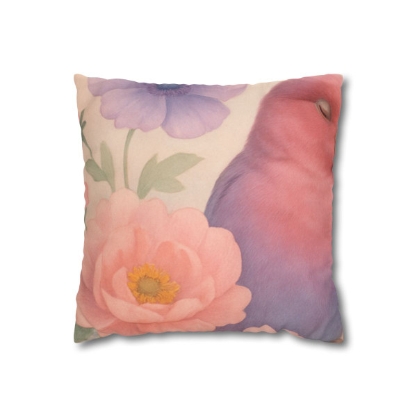 Whimsical Love Birds - Faux Suede Square Pillowcase