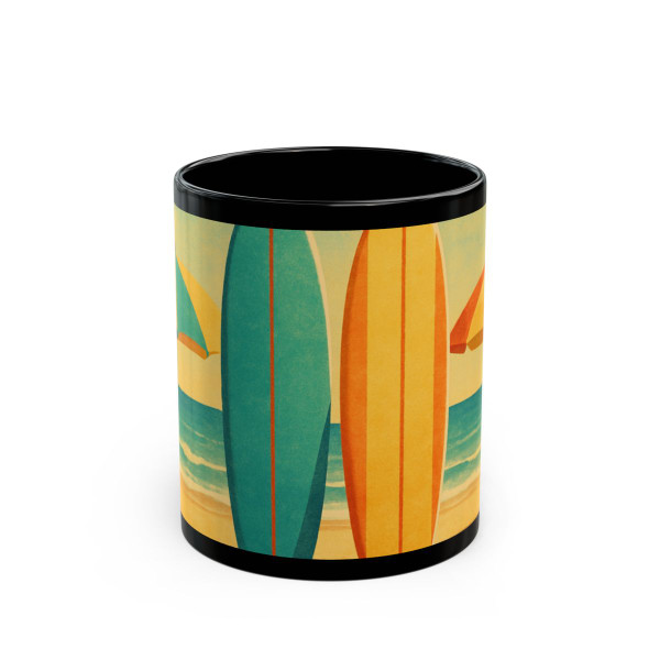 Retro Beach Getaway - Black Mug (11oz, 15oz)