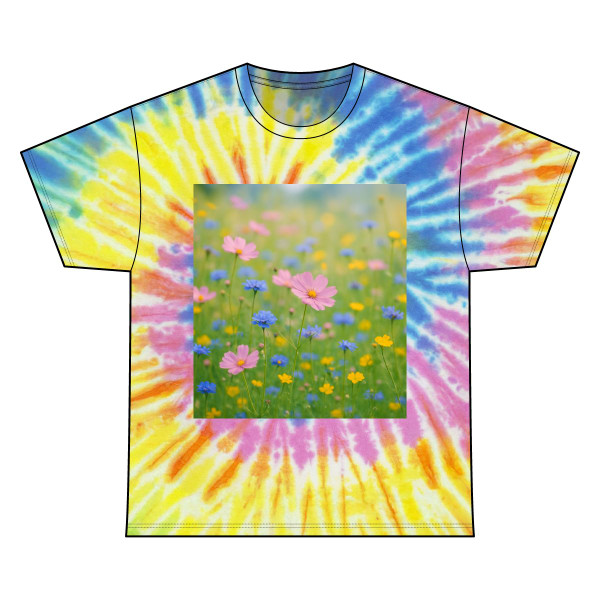 Whimsical Wildflowers - Unisex Tie Dye Cotton Tee
