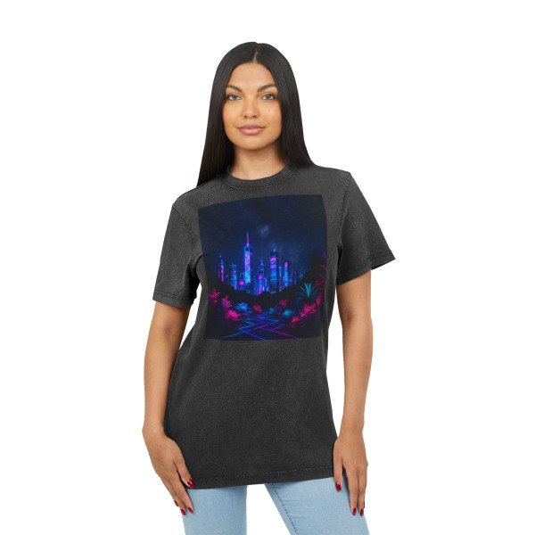 Neon Dreamscape - Acid Washed Round Neck Tee