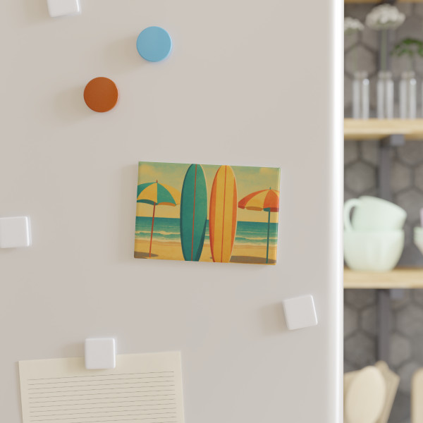 Retro Beach Getaway - Button Magnet, Rectangle (1 & 10 pcs)