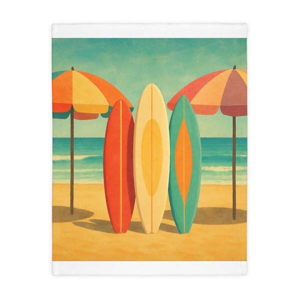 Retro Beach Getaway - Velveteen Microfiber Blanket (Two-sided print)