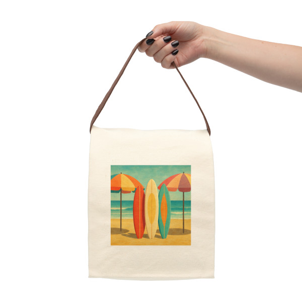 Retro Beach Getaway - Canvas Lunch Bag With Strap