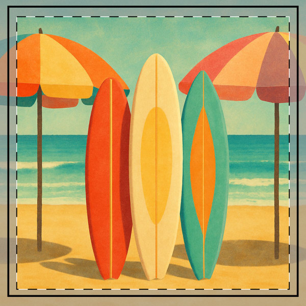 Retro Beach Getaway - Throw Pillow