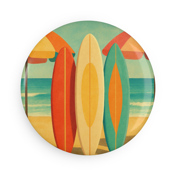 Retro Beach Getaway - Button Magnet, Round (1 & 10 pcs)