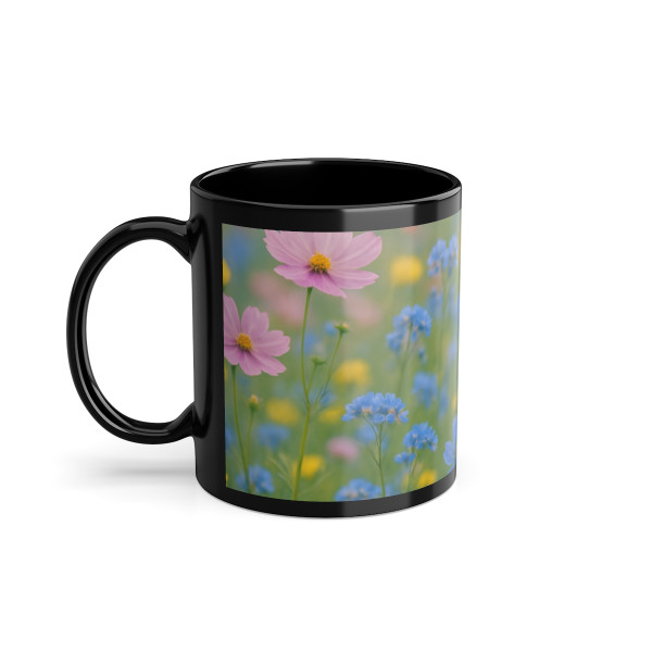 Whimsical Wildflowers - Black Coffee Cup, 11oz
