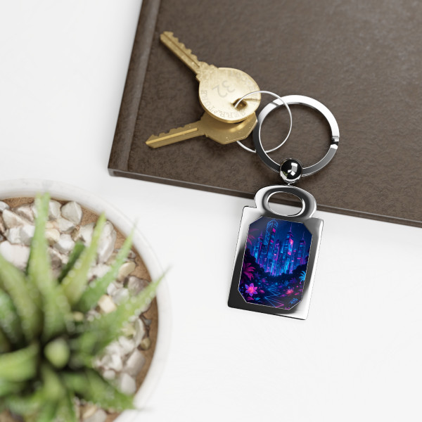Neon Dreamscape - Rectangle Photo Keyring