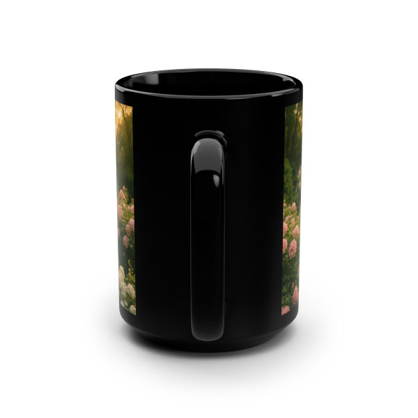 Whimsical Garden Bliss - Black Mug, 15oz
