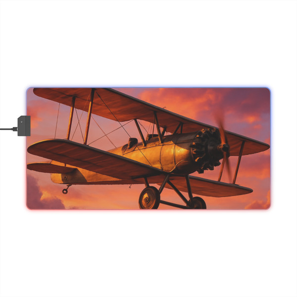 Vintage Flight Elegance - LED Gaming Mouse Pad
