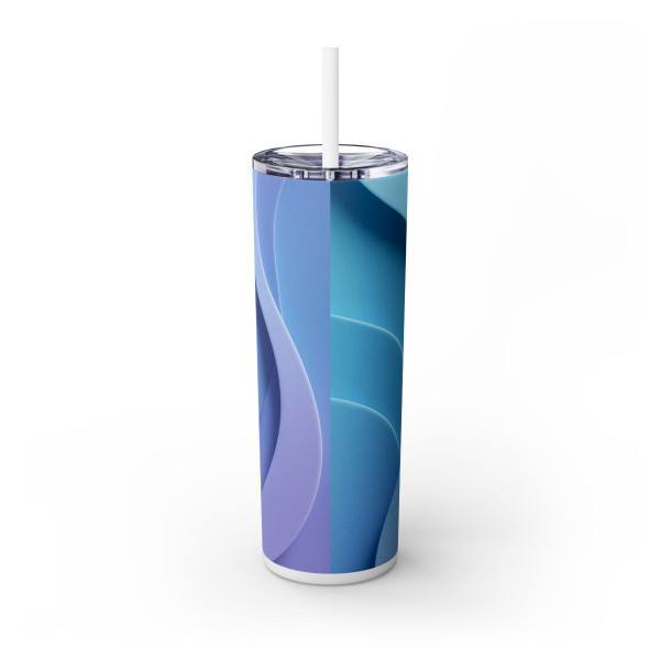 Ethereal Wave Symphony - Skinny Tumbler with Straw, 20oz
