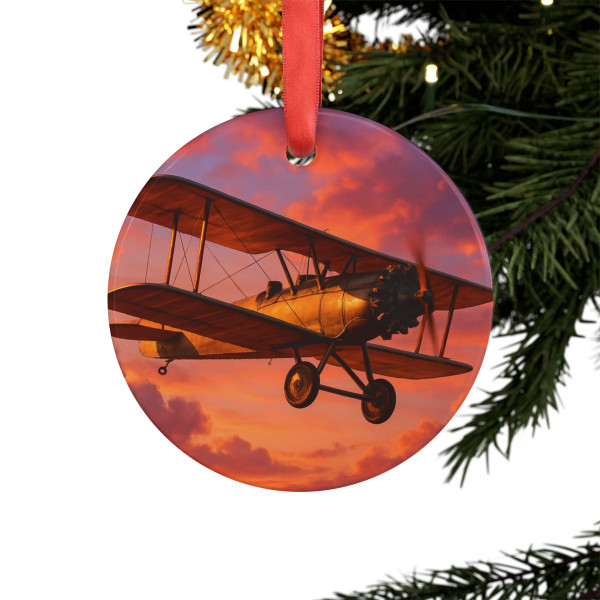 Vintage Flight Elegance - Acrylic Ornament with Ribbon