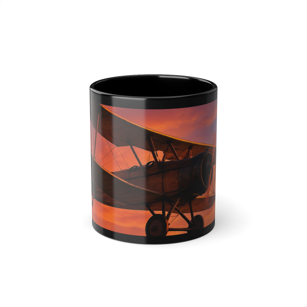 Vintage Flight Elegance - Black Coffee Cup, 11oz