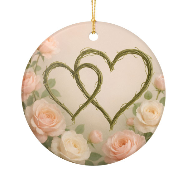 Eternal Love Blooms - Ceramic Decoration Ornament, (1pc)