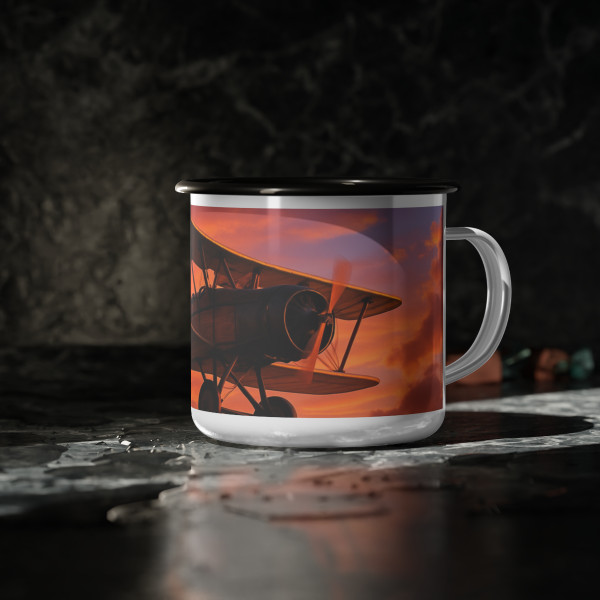 Vintage Flight Elegance - Enamel Camp Cup