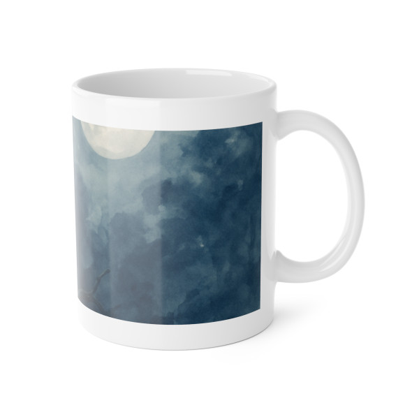 Ethereal Owl Watch - White Ceramic Mug, 11oz