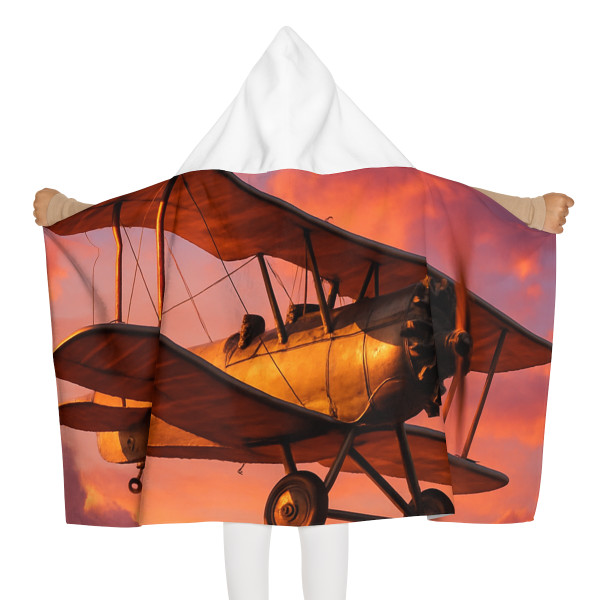 Vintage Flight Elegance - Youth Hooded Towel