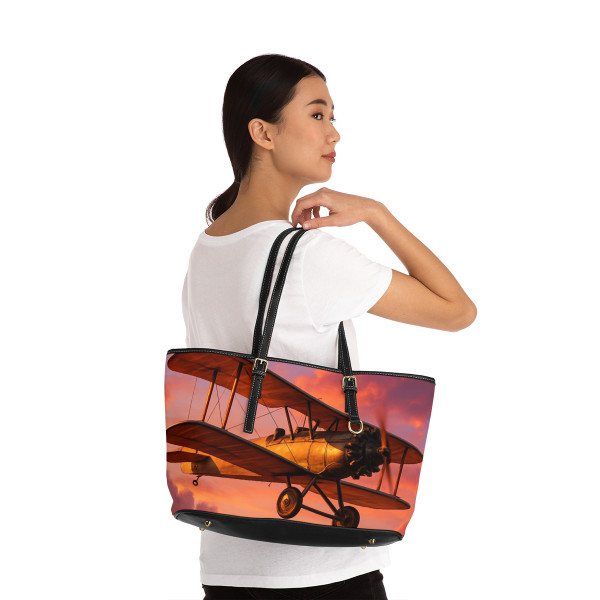 Vintage Flight Elegance - PU Leather Shoulder Bag