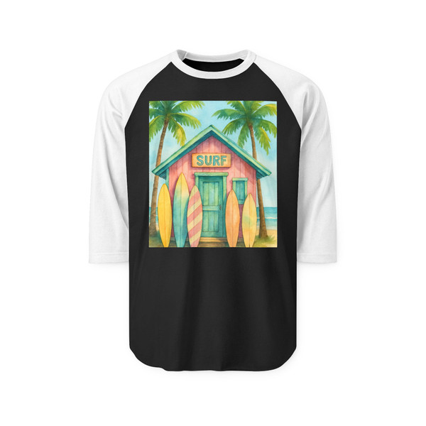 Vintage Surf Shack - Unisex Three-Quarter Sleeve Raglan Shirt