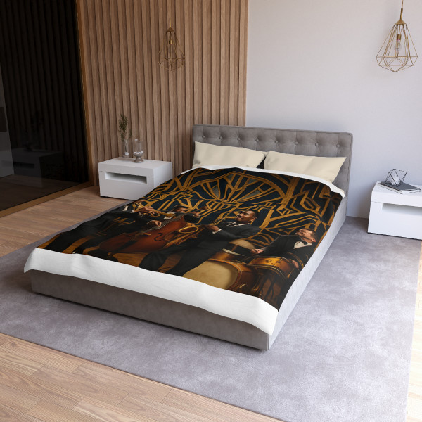 Gilded Jazz Nights - Microfiber Duvet Cover