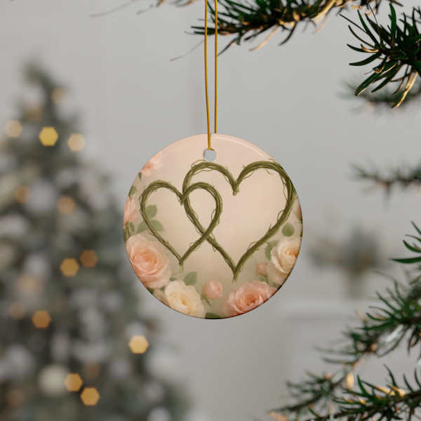 Eternal Love Blooms - Decorative Ceramic Ornaments, Double-Sided (1pc, 3pcs, 5pcs, 10pcs)