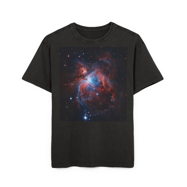 Celestial Symphony of the Orion Nebula - Men's Acid Washed Heavy Oversize Tee