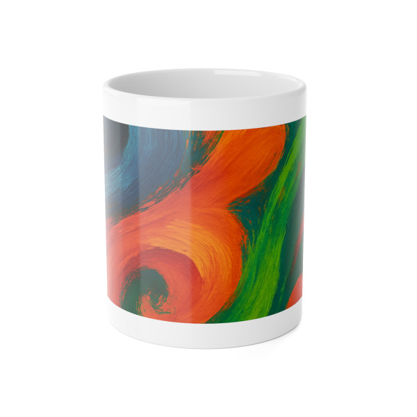 Whimsical Brushstrokes - White Ceramic Mug, 11oz