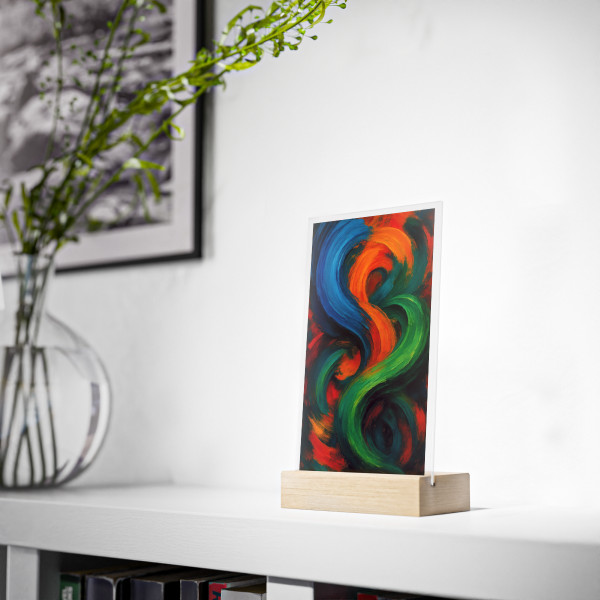 Whimsical Brushstrokes - Acrylic Sign with Wooden Stand
