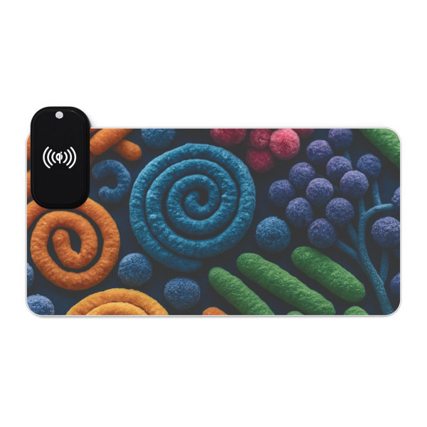 Microbial Cosmos - LED Gaming Mouse Pad, Wireless Charging Microbial Cosmos - LED Gaming Mouse Pad, Wireless Charging
