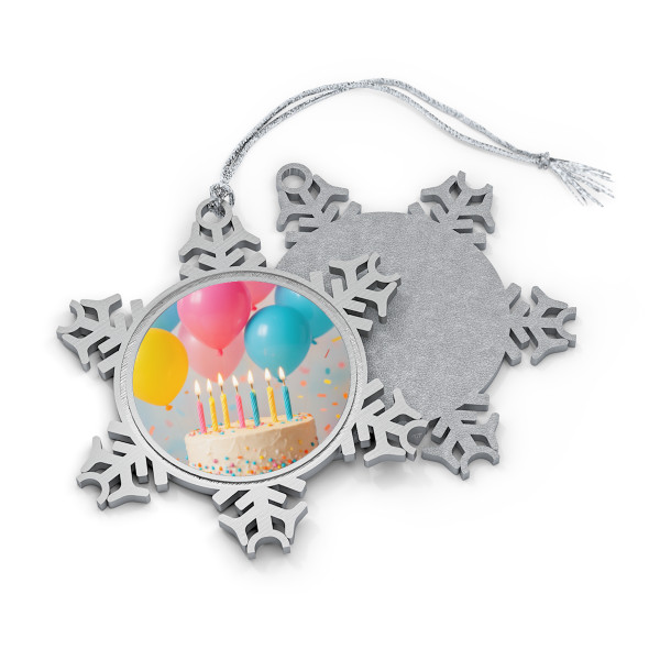 Joyful Birthday Bash - Pewter Snowflake Ornament