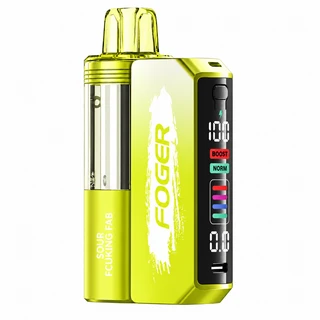 FOGER Switch Pro 30K Sour Fcuking Fab disposable vape kit, 30000 puff FOGER vape with rechargeable battery, digital display, BOOST and NORM modes, clear tank and adjustable airflow