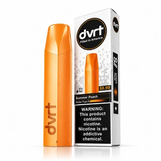Summer Peach Fifty Bar dvrt shown with its retail box, 5% nicotine