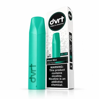 Miami Mint Fifty Bar dvrt shown with its retail box, 5% nicotine