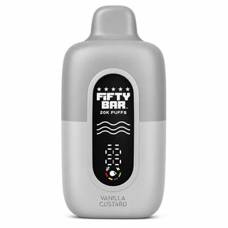 Vanilla Custard Fifty Bar Silver Series disposable vape device, 20,000 puffs, 2% (20mg) nicotine