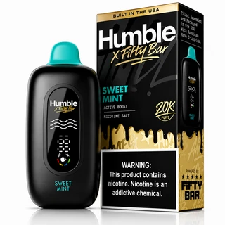 Sweet Mint Fifty Bar X Humble shown with its retail box, 20,000 puffs, 5% nicotine