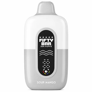 Sour Mango Fifty Bar Texas Edition disposable vape device, 20,000 puffs, 5% nicotine