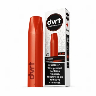 Tobacco Fifty Bar dvrt shown with its retail box, 5% nicotine
