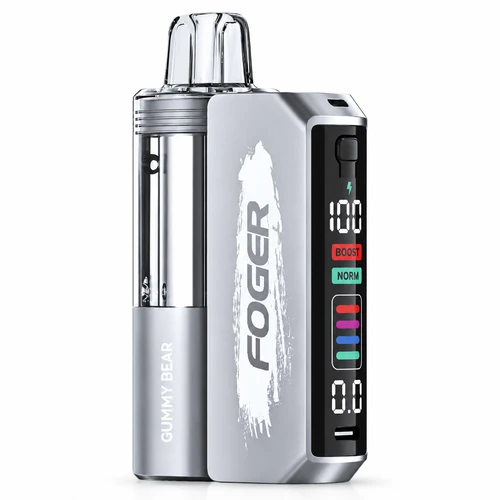 FOGER Switch Pro 30K Gummy Bear disposable vape kit, 30000 puff FOGER vape with rechargeable battery, digital display, BOOST and NORM modes, clear tank and adjustable airflow