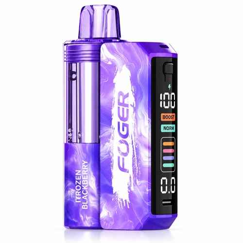 FOGER Switch Pro 30K Frozen Blackberry disposable vape kit, 30000 puff FOGER vape with rechargeable battery, digital display, BOOST and NORM modes, clear tank and adjustable airflow