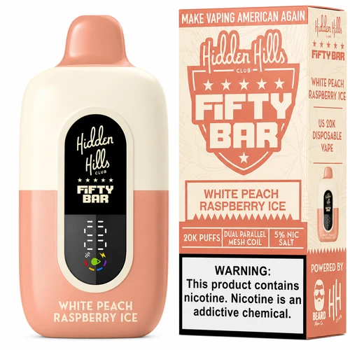White Peach Raspberry Ice – Fifty Bar X Hidden Hills