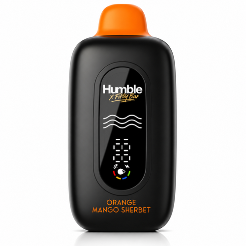 Orange Mango Sherbet Fifty Bar X Humble disposable vape device, 20,000 puffs, 5% nicotine