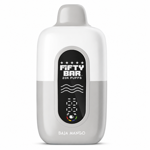 Baja Mango Fifty Bar Nixodine disposable vape device, 20,000 puffs, tobacco-free 6-methyl nicotine