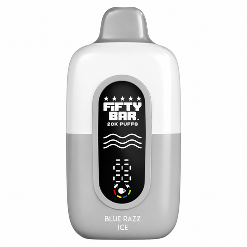 Blue Razz Ice Fifty Bar Texas Edition disposable vape device, 20,000 puffs, 5% nicotine