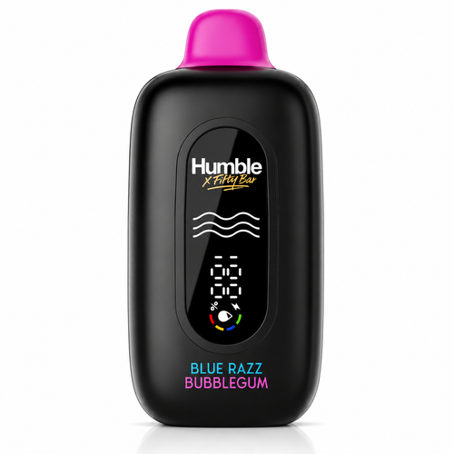 Blue Razz Bubblegum Fifty Bar X Humble disposable vape device, 20,000 puffs, 5% nicotine