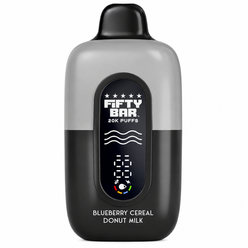Blueberry Cereal Donut Milk Fifty Bar Black Series disposable vape device, 20,000 puffs, 5% nicotine