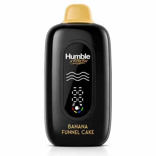 Banana Funnel Cake Fifty Bar X Humble disposable vape device, 20,000 puffs, 5% nicotine