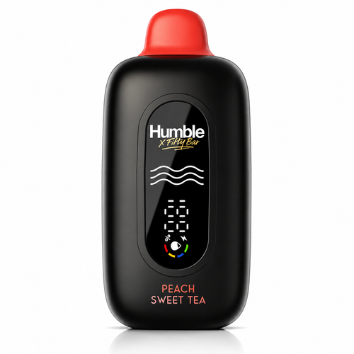 Peach Sweet Tea Fifty Bar X Humble disposable vape device, 20,000 puffs, 5% nicotine