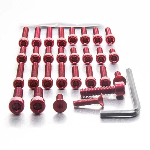 Kit 177 Viti E Bulloni Per Moto - Compatibile Con Honda, Yamaha, Kawasaki, Suzuki, Colore Rosso - Foto 6